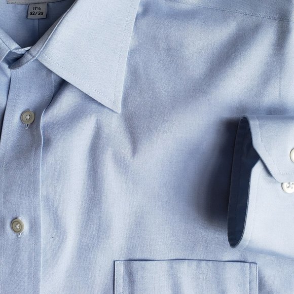 LINEA UOMO Chambray Blue Long Sleeve Button-Up Dress Shirt Size 17 ½ 32/33 - Picture 3 of 7